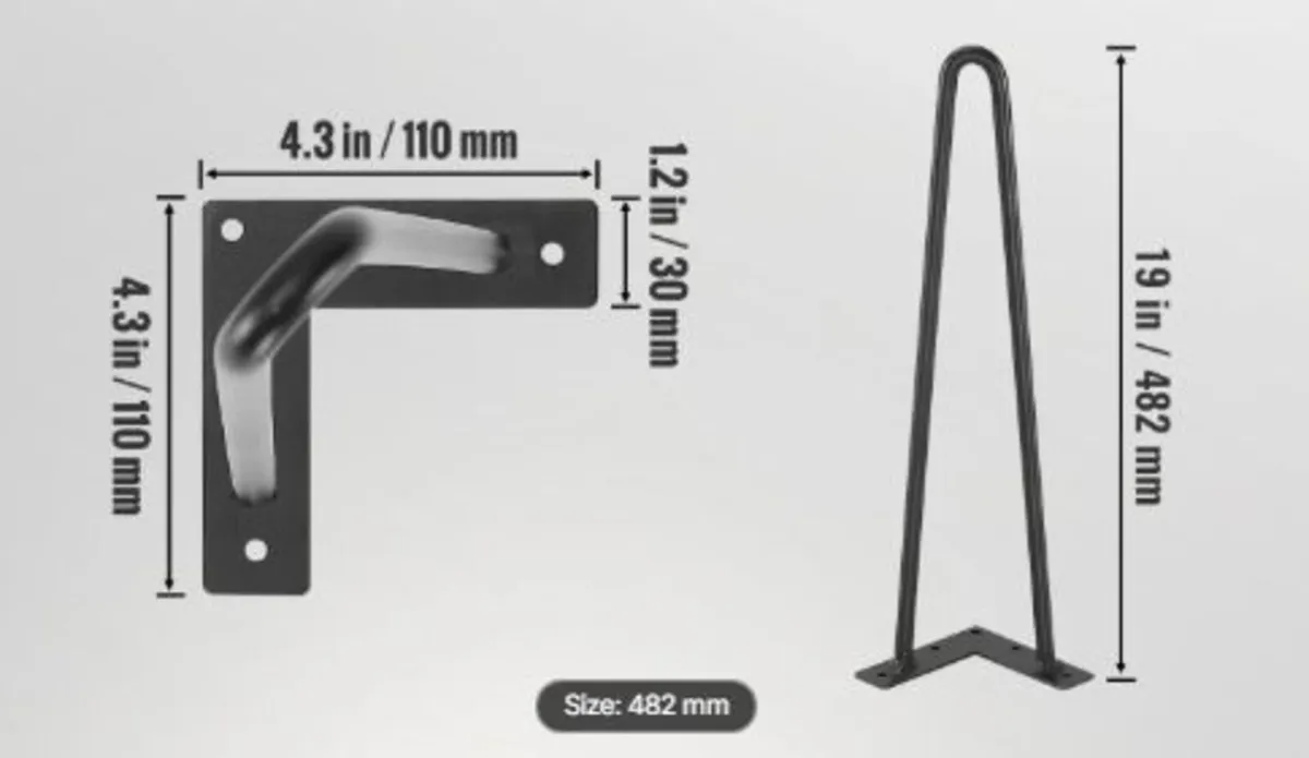 482.6MM Hairpin Furniture Legs, Metal Home DIY - Image 2