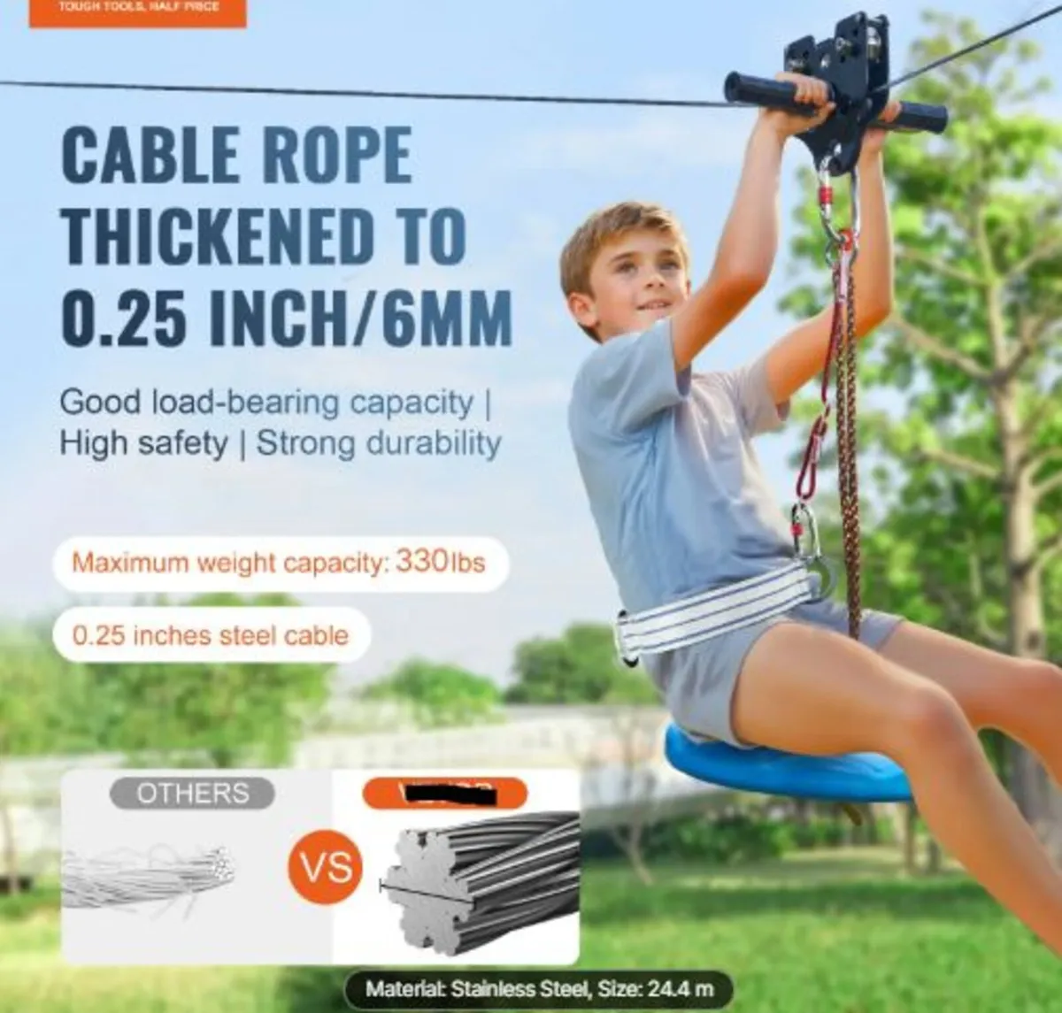 Zipline Kit for Kids and Adult, 24.38 m Zip Line - Image 2