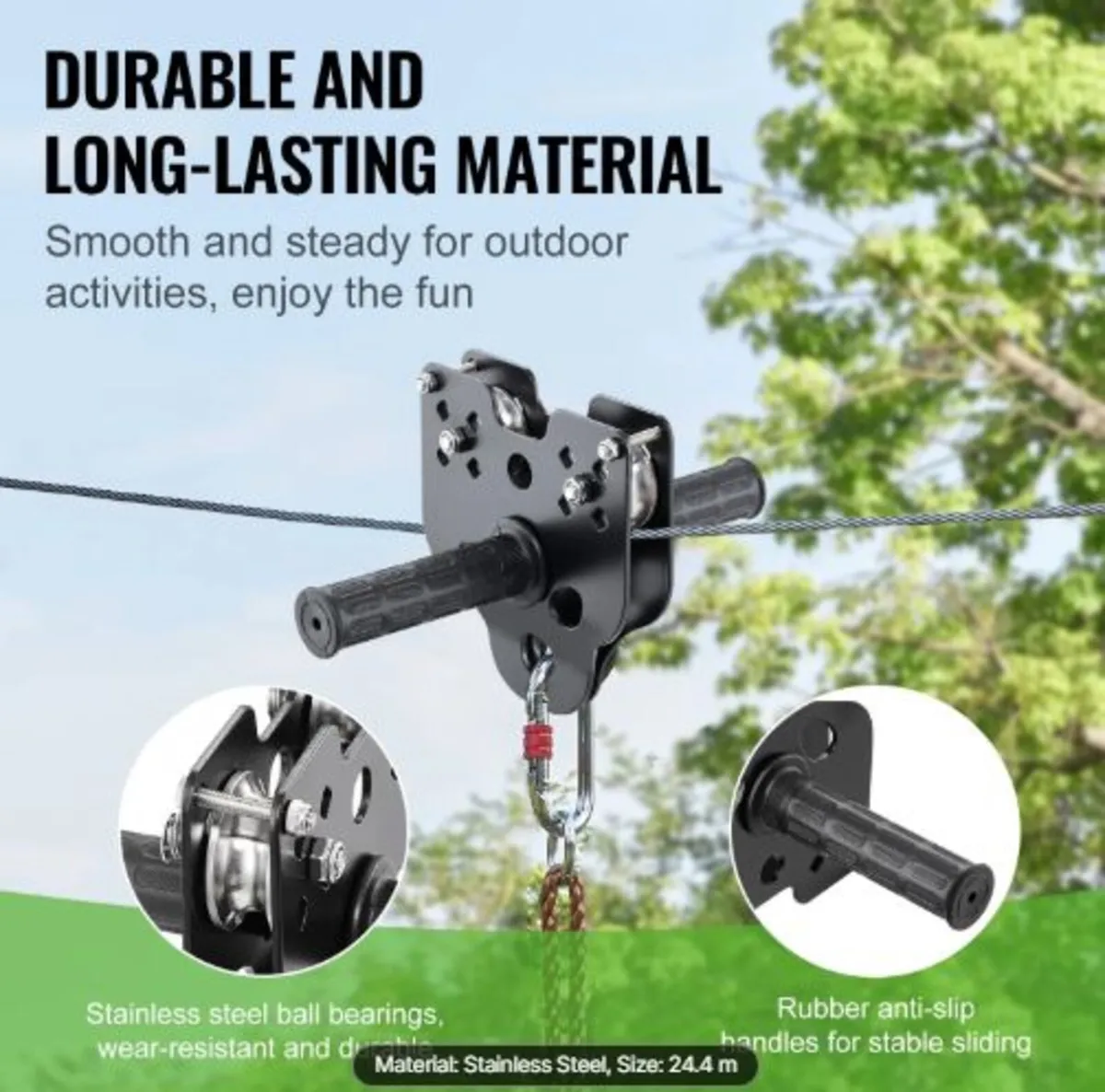Zipline Kit for Kids and Adult, 24.38 m Zip Line - Image 3