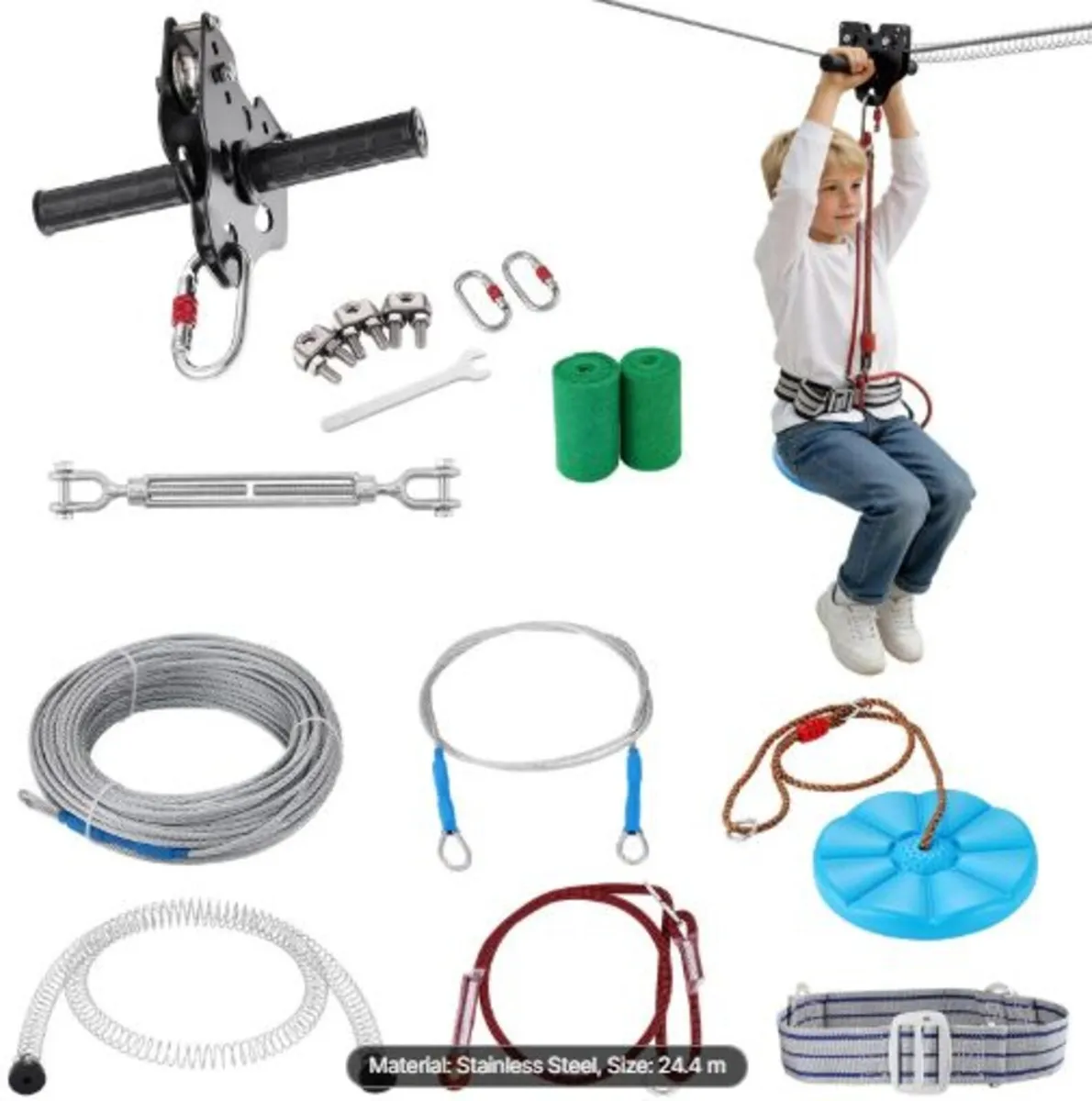 Zipline Kit for Kids and Adult, 24.38 m Zip Line - Image 1