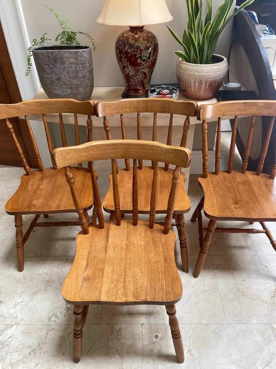 4 x Beautiful Sturdy Wooden Kitchen Dining Chairs - Image 1