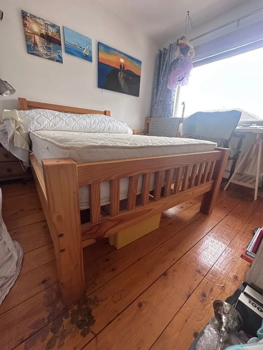 Queen Sized Bed, Solid Pine Frame with  Irish-Made Mattress - Image 2