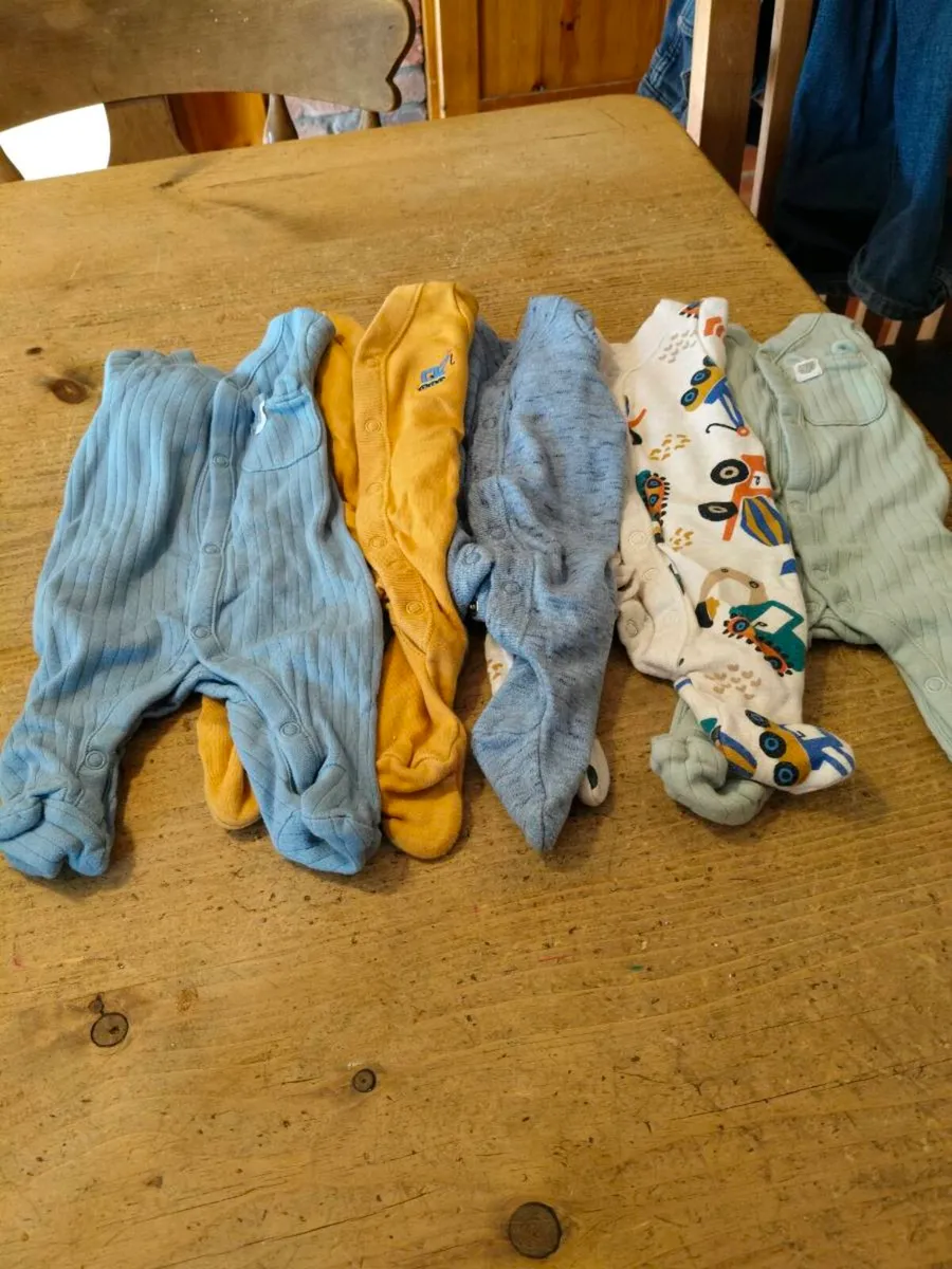 Newborn boys Babygrows Tesco.
Upto 7.5 lbs. - Image 1