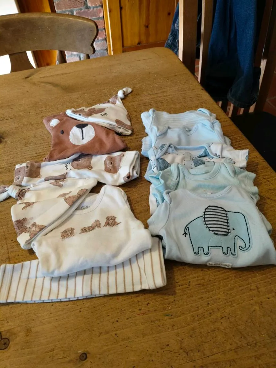 Newborn boys bundle, like new.
2 Newborn outfits, - Image 1