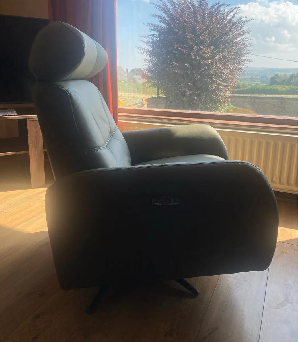 ALEXIO Olive Leather Power Recliner Armchair - Image 3