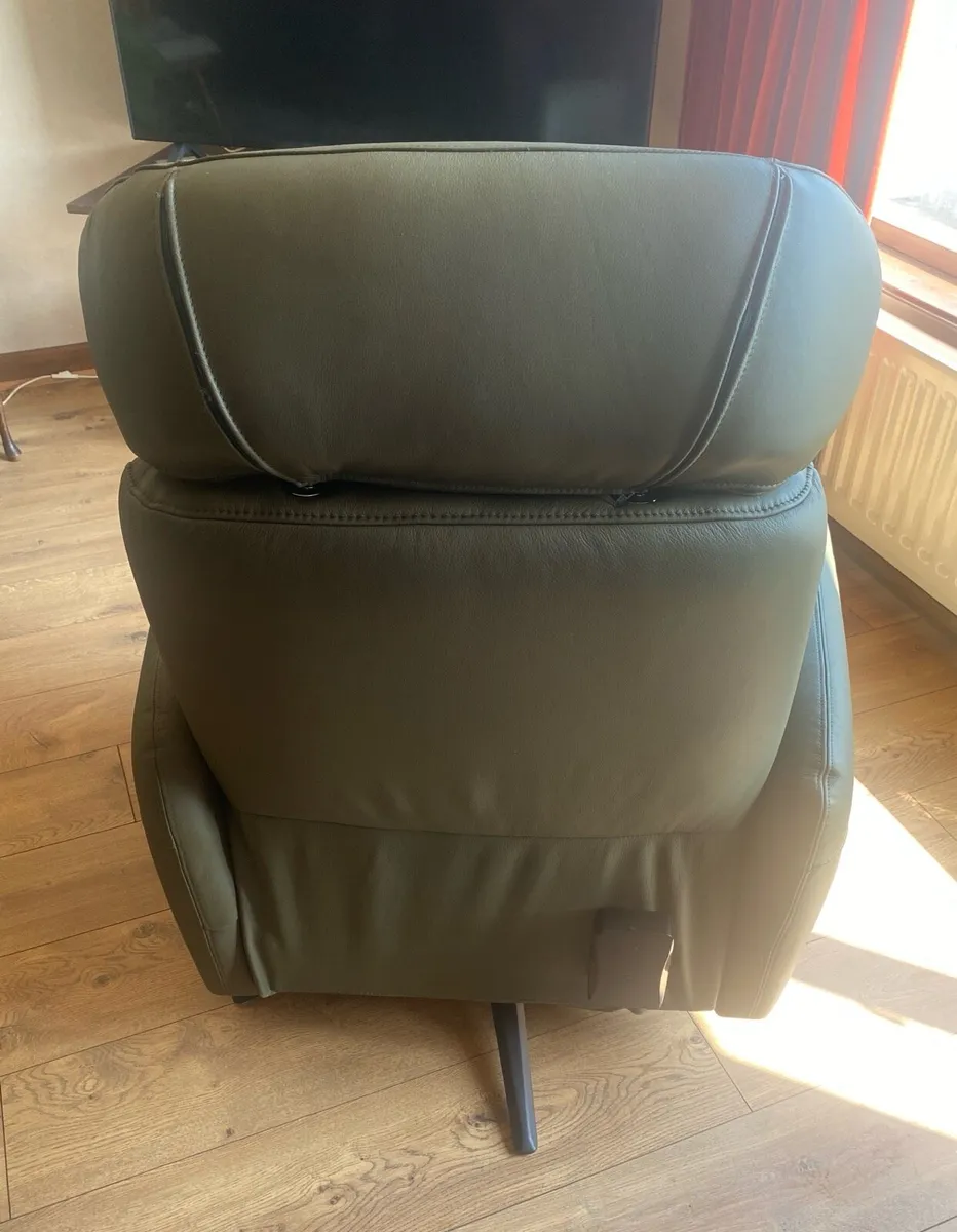 ALEXIO Olive Leather Power Recliner Armchair - Image 4