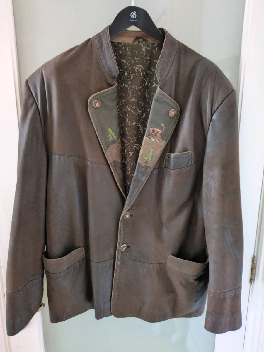 Vintage Bavarian-style Leather Jacket - Image 1