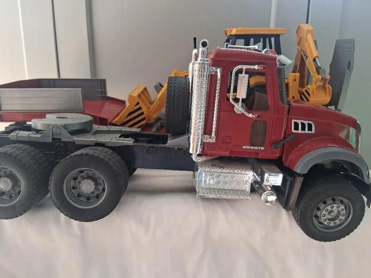 Bruder Mack Granite Truck with Low Loader & Digger - Image 2