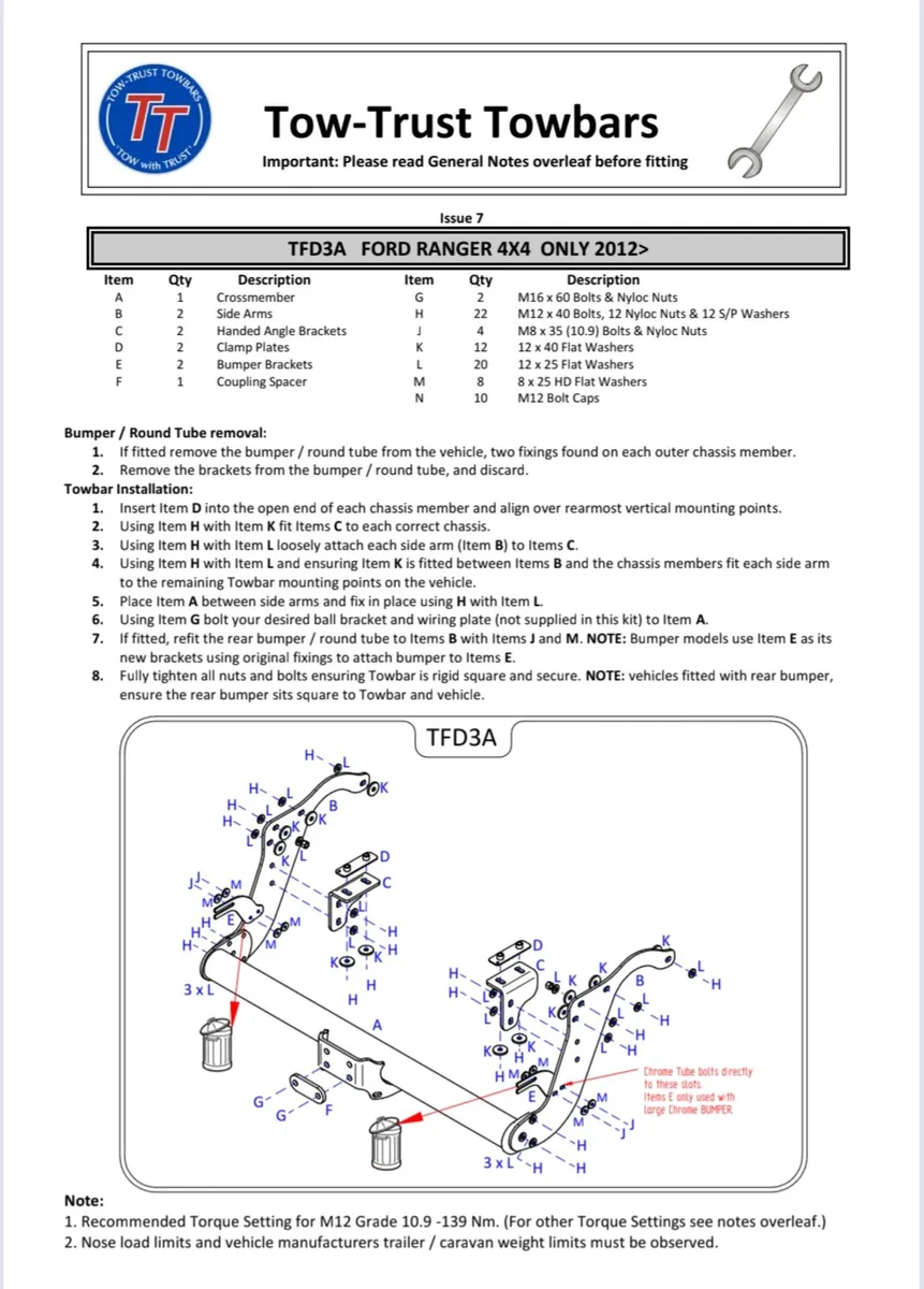 Ford Ranger Tow-Trust Towbar TFD3A - Image 1