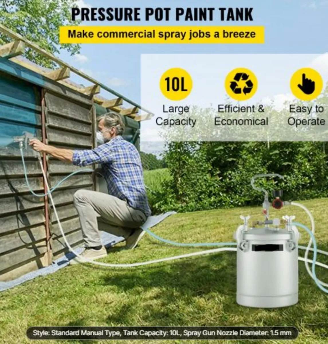 Commercial Paint Pressure Tank 2.5 Gallons Pressur - Image 4