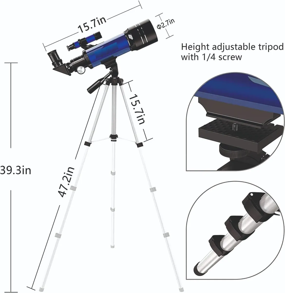 70mm Portable Astronomical Refractor Telescope - Image 2