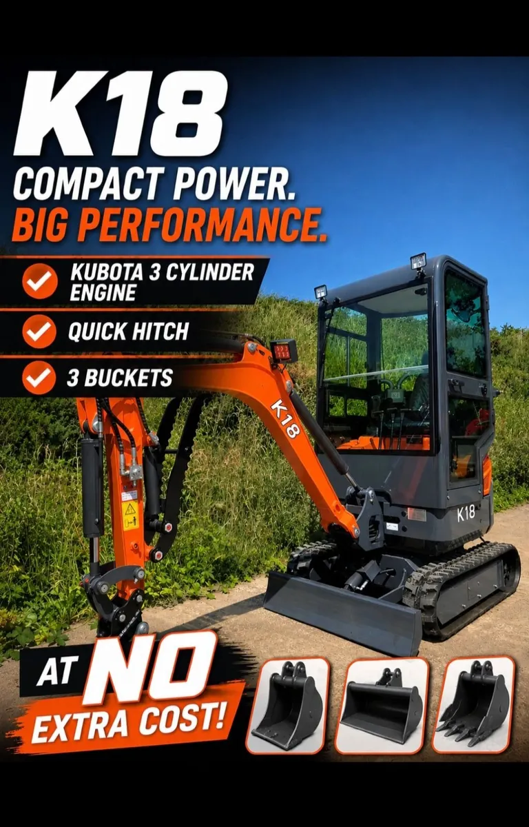 NEW KGX K18 1.8ton Mini Digger Kubota 3cyl Engine - Image 1