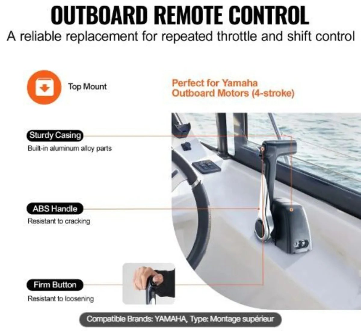 Boat Throttle Control, 704-48205-P1 Top-Mounted - Image 2