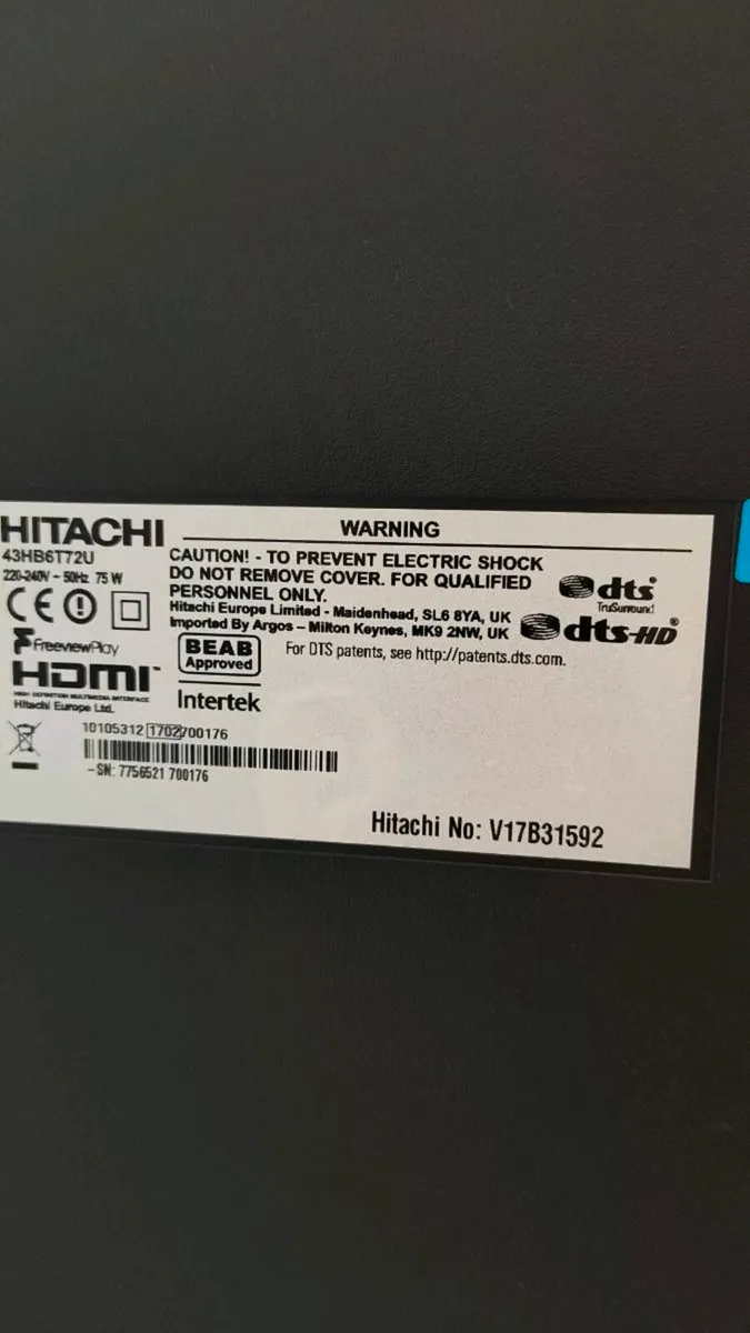 Hitachi 43" Full HD Smart LED TV - Image 4