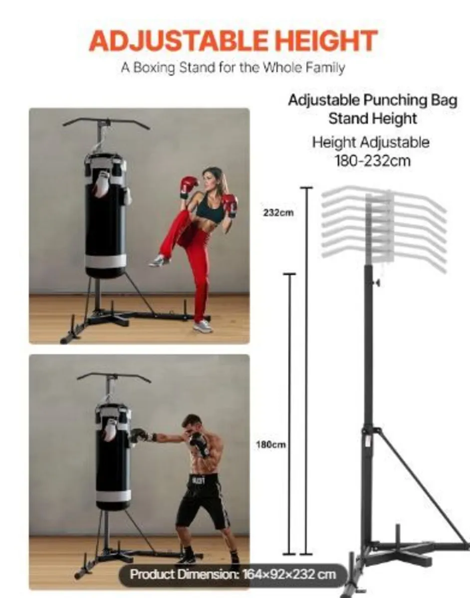 2 in 1 Punching Bag Stand, Steel Heavy Duty - Image 1