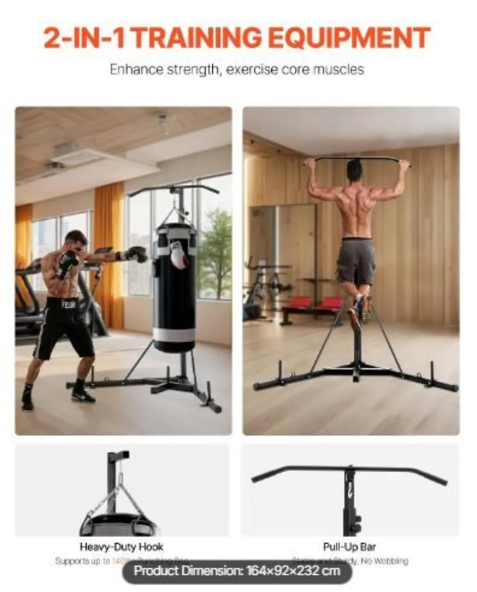 2 in 1 Punching Bag Stand, Steel Heavy Duty - Image 2