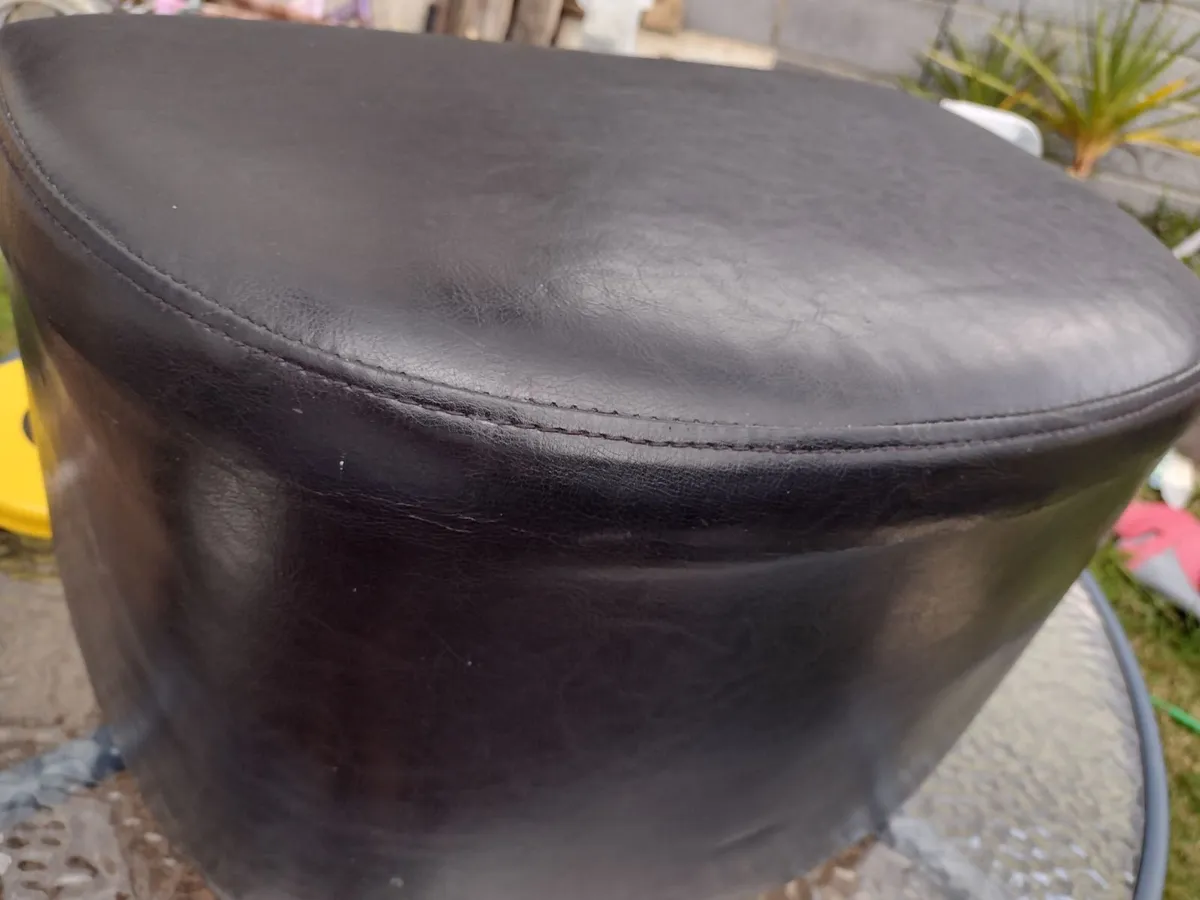 Small black leather stool/ footstool - Image 2