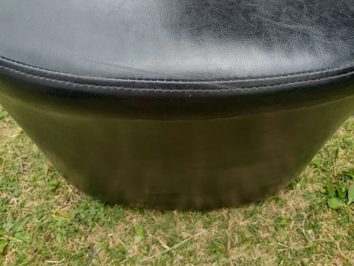 Small black leather stool/ footstool - Image 4