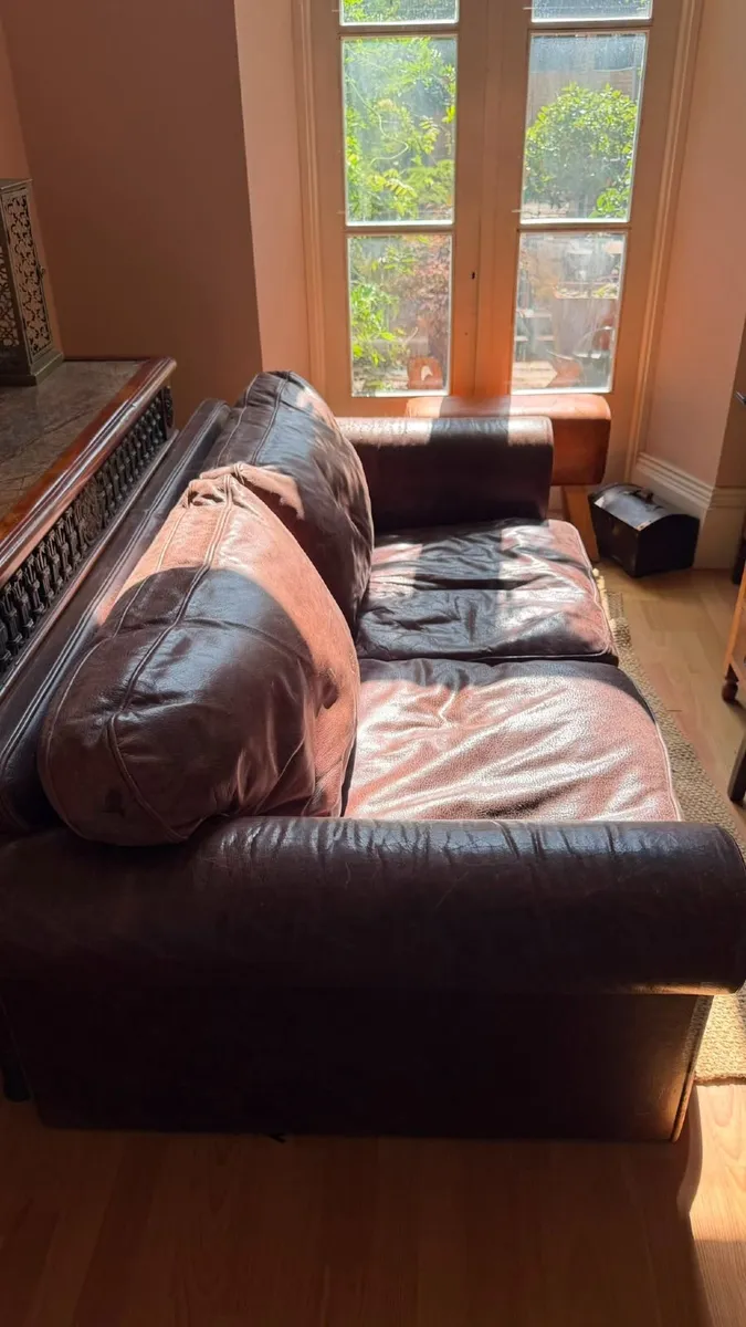 Library style all leather Three seater sofa - Image 1