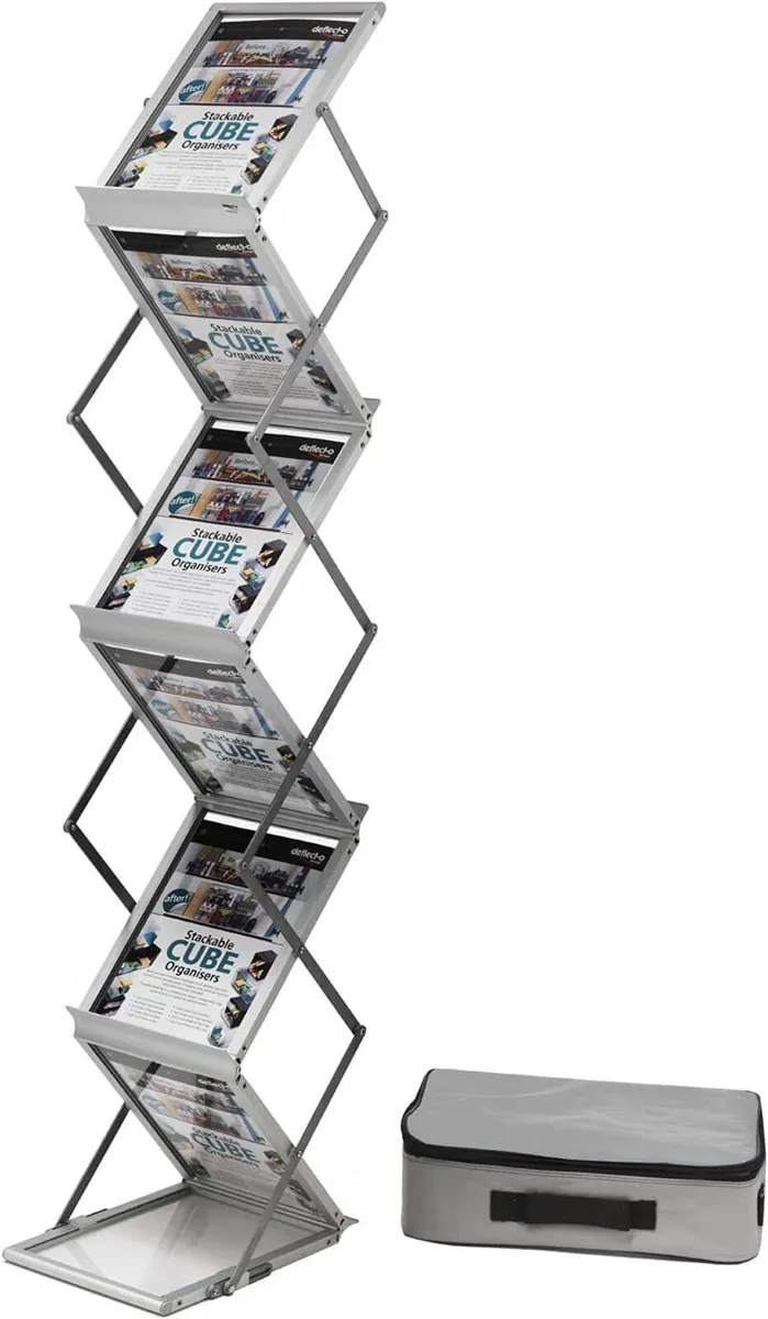 A4 Folding Literature Display Stand 6 Shelf Carry - Image 1