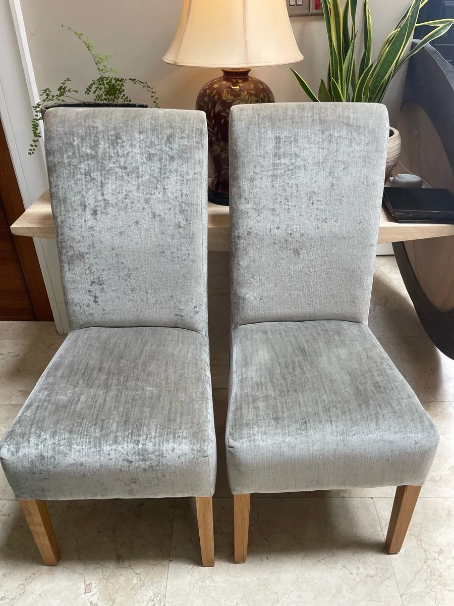 2 x Matching Grey Fabric Kitchen Dining Chairs - Image 1