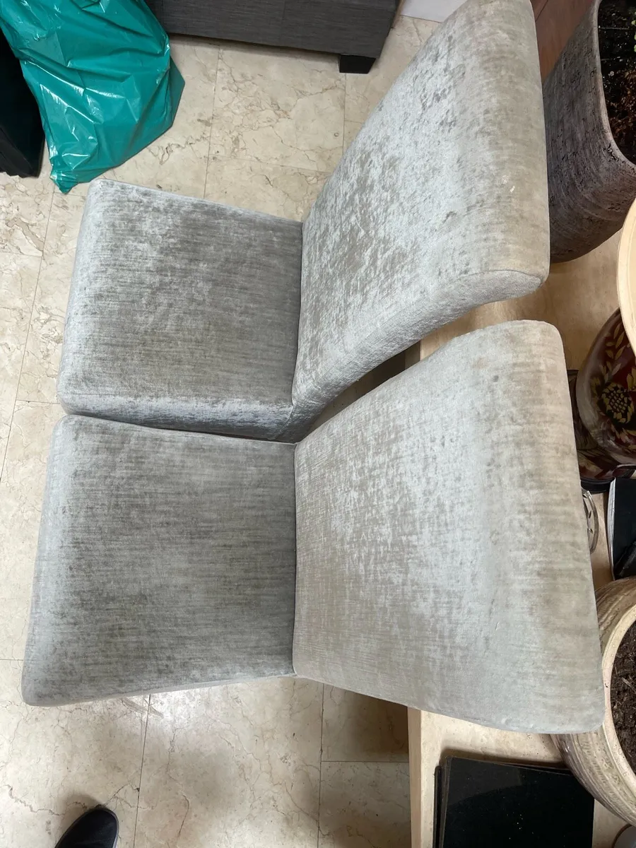 2 x Matching Grey Fabric Kitchen Dining Chairs - Image 2