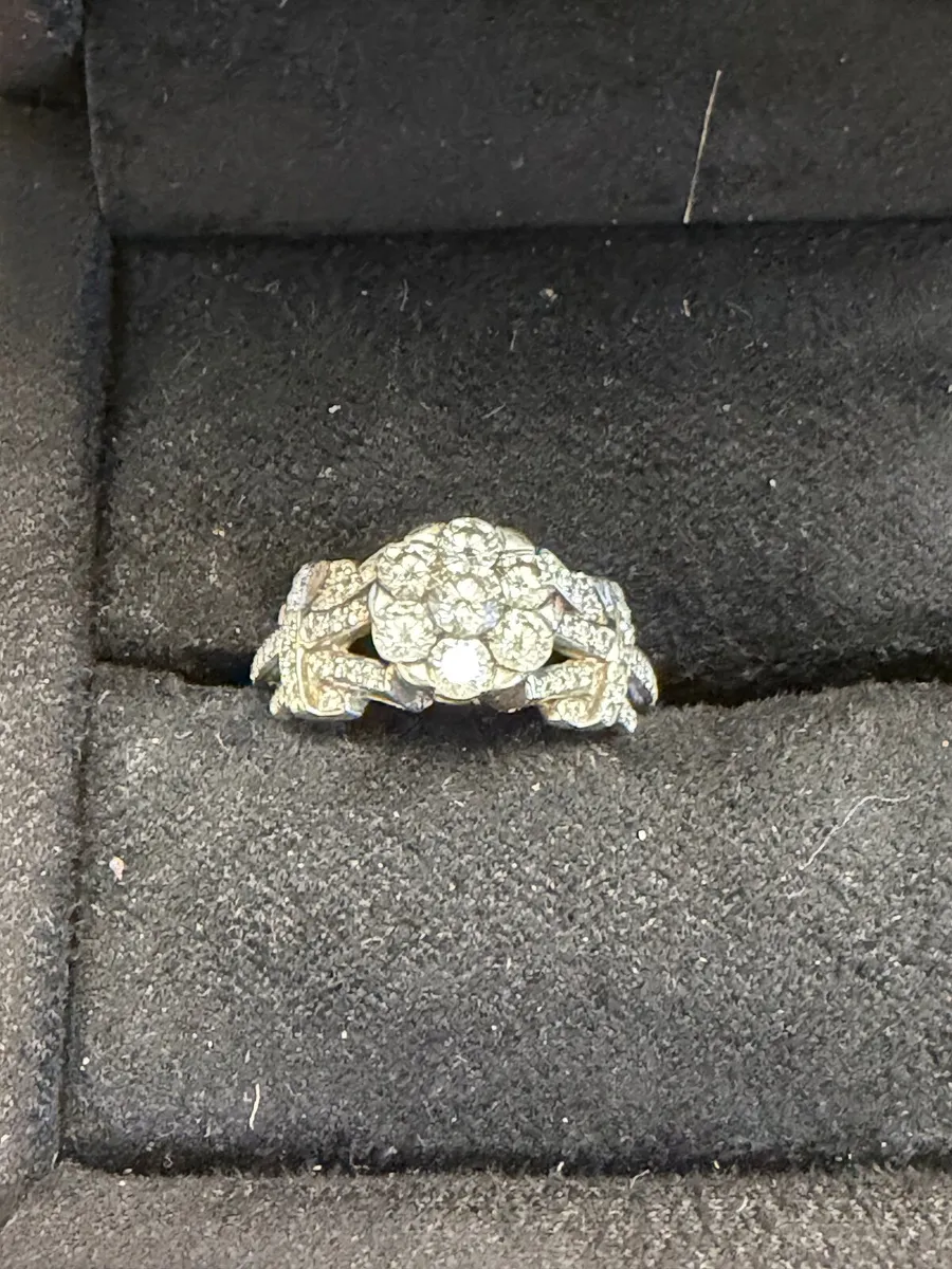 White gold diamond engagement ring and bridal band - Image 1