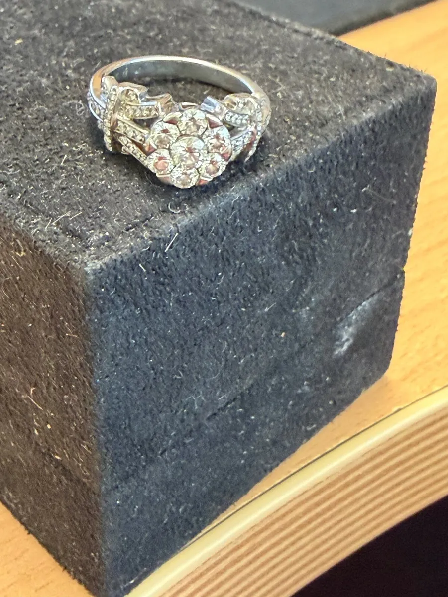 White gold diamond engagement ring and bridal band - Image 2