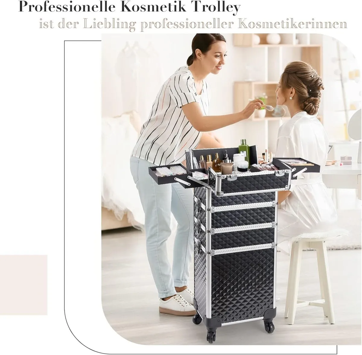 Makeup Trolley Case with Detachable Mini Cases - Image 3