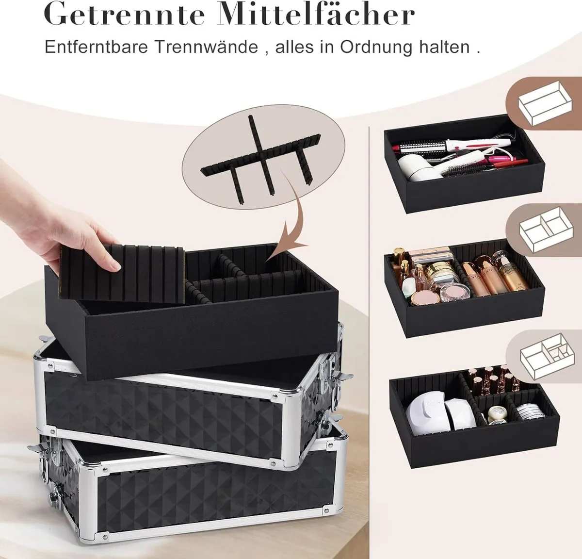 Makeup Trolley Case with Detachable Mini Cases - Image 4