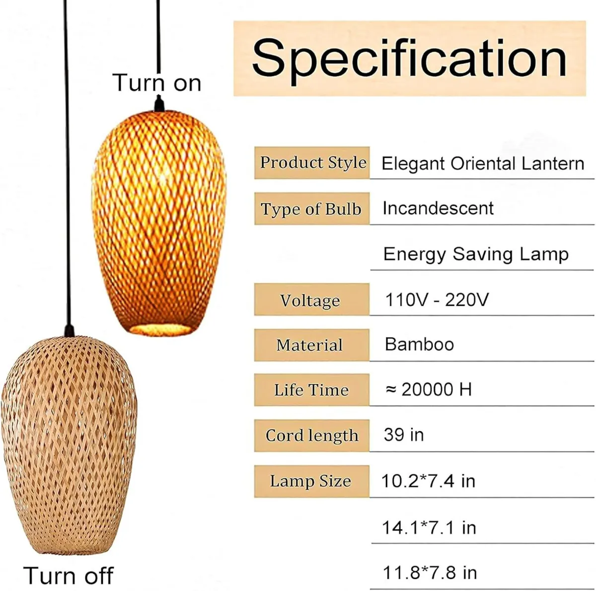 Bamboo Pendant Lights 3 Headlights E26 E27 Retro - Image 1