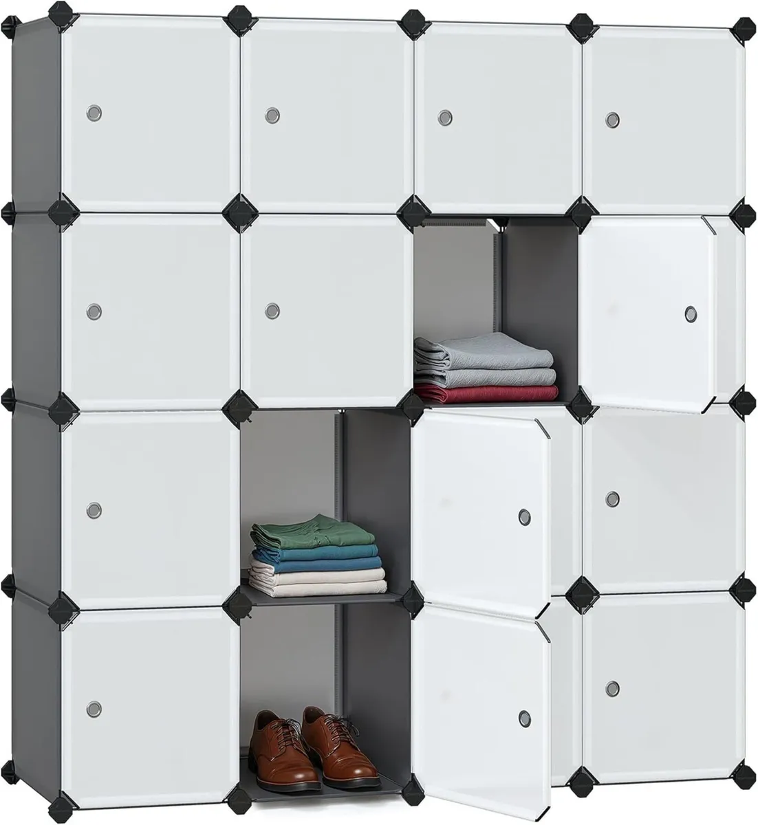 16-Cube Storage Unit Shoe Rack Stackable Cubes - Image 1