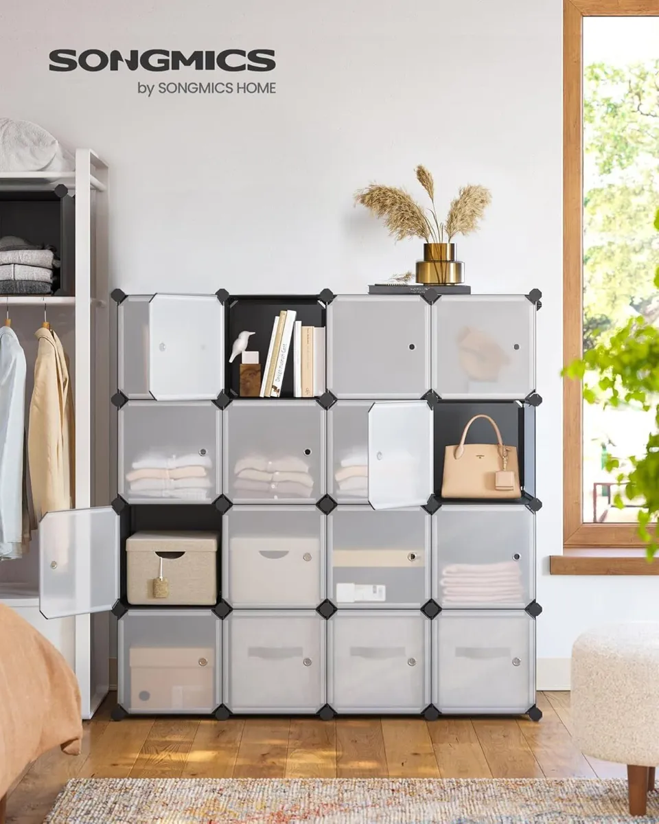16-Cube Storage Unit Shoe Rack Stackable Cubes - Image 2