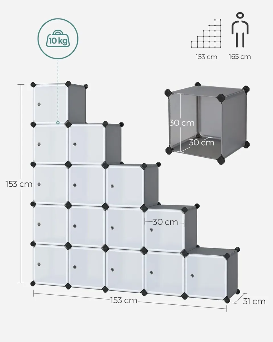 16-Cube Storage Unit Shoe Rack Stackable Cubes - Image 3