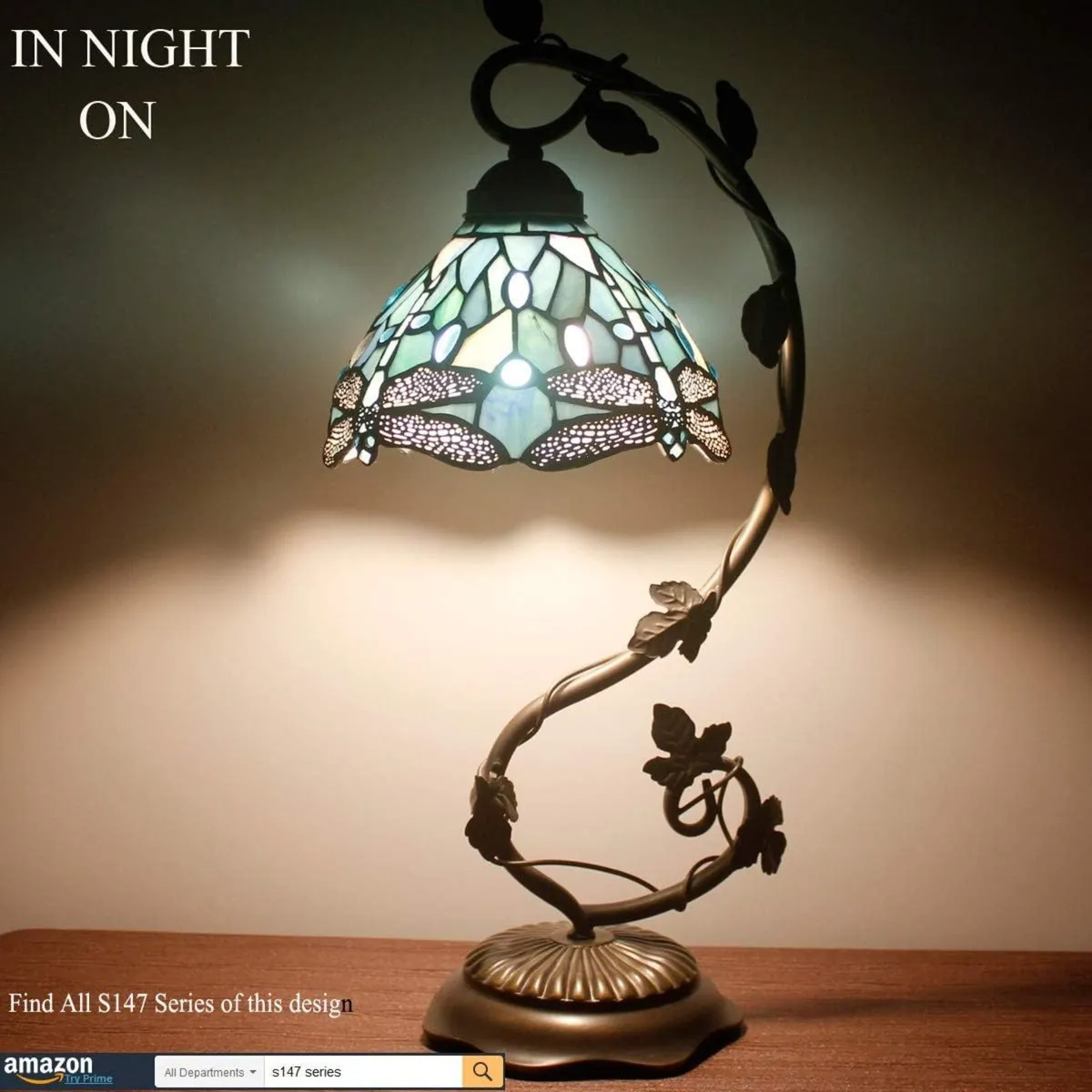 Tiffany Lamp Sea Stained Glass Dragonfly Style - Image 3