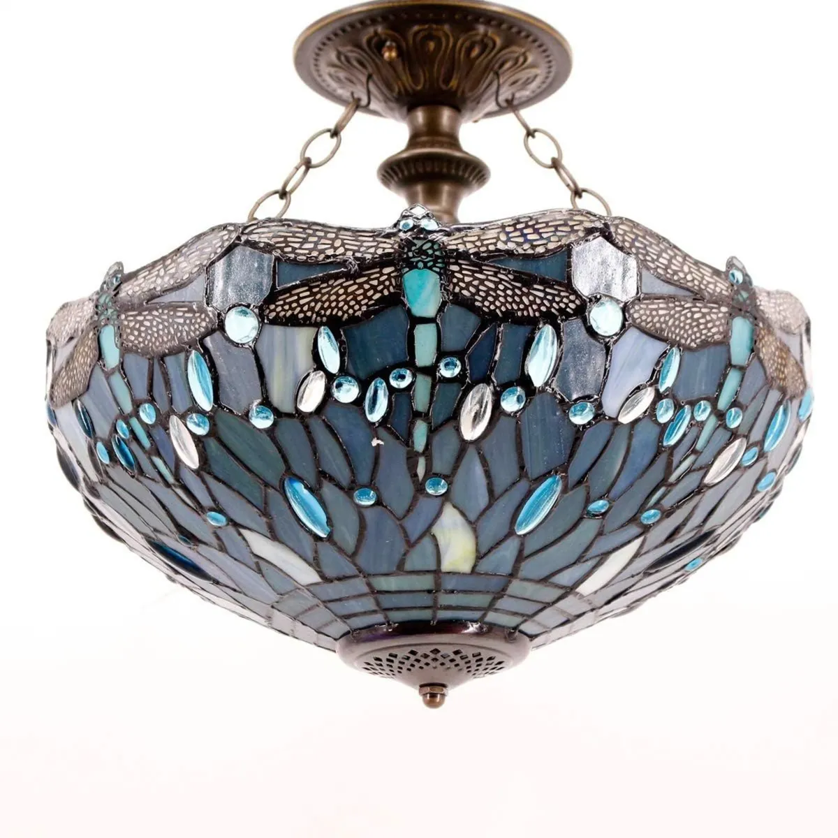 Tiffany Ceiling Light Fixture Sea Stained Glass - Image 2