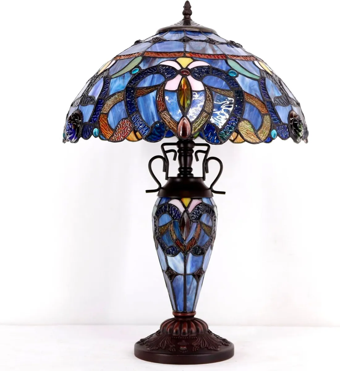 Tiffany Table Lamp Stained Glass Cloudy Style - Image 2
