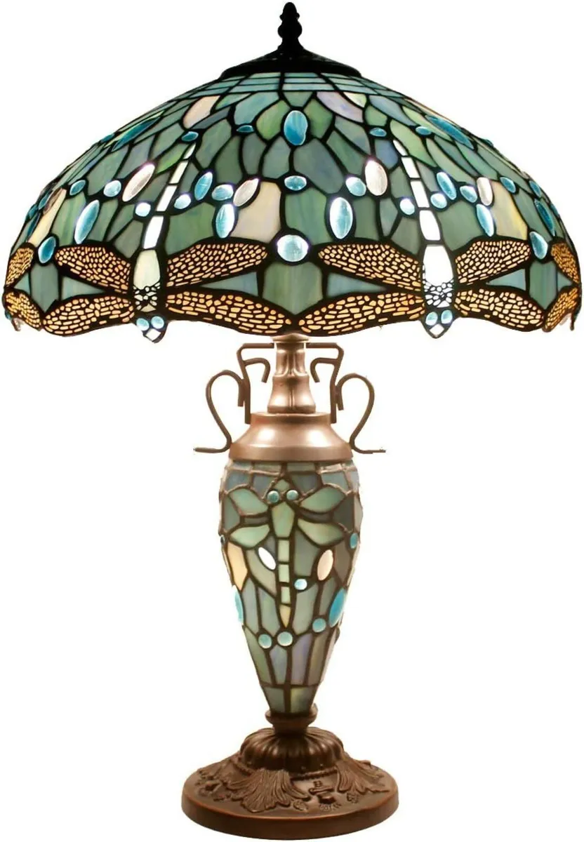 Tiffany Table Lamp Sea Stained Glass Dragonfly - Image 1
