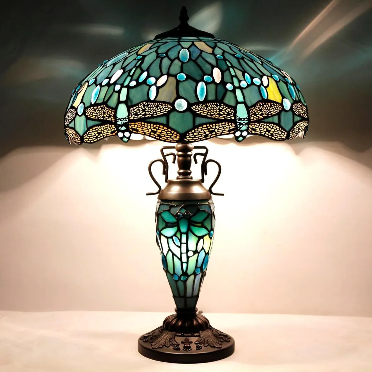 Tiffany Table Lamp Sea Stained Glass Dragonfly - Image 2