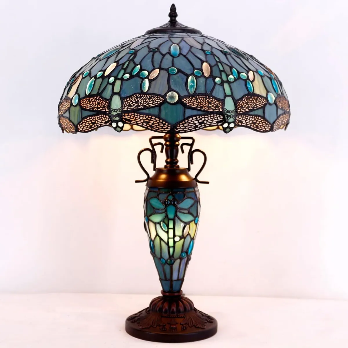 Tiffany Table Lamp Sea Stained Glass Dragonfly - Image 3