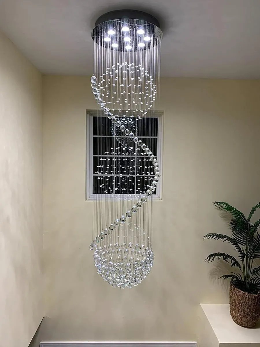 Dst Spiral Sphere Crystal Chandelier Ceiling - Image 1