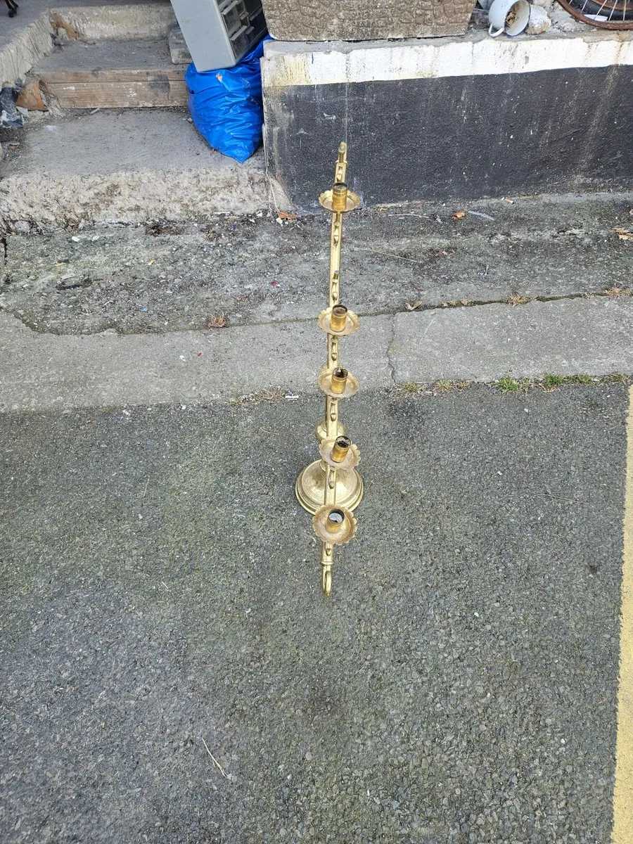 Vintage Brass Church Candle Stick - Image 2