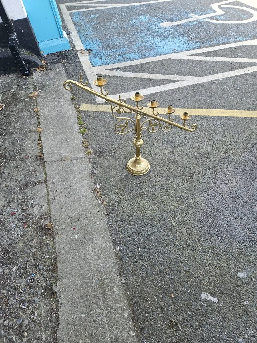 Vintage Brass Church Candle Stick - Image 4