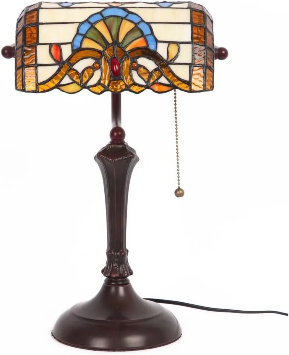 L30516 Baroque Tiffany Style Stained Glass Banker - Image 2