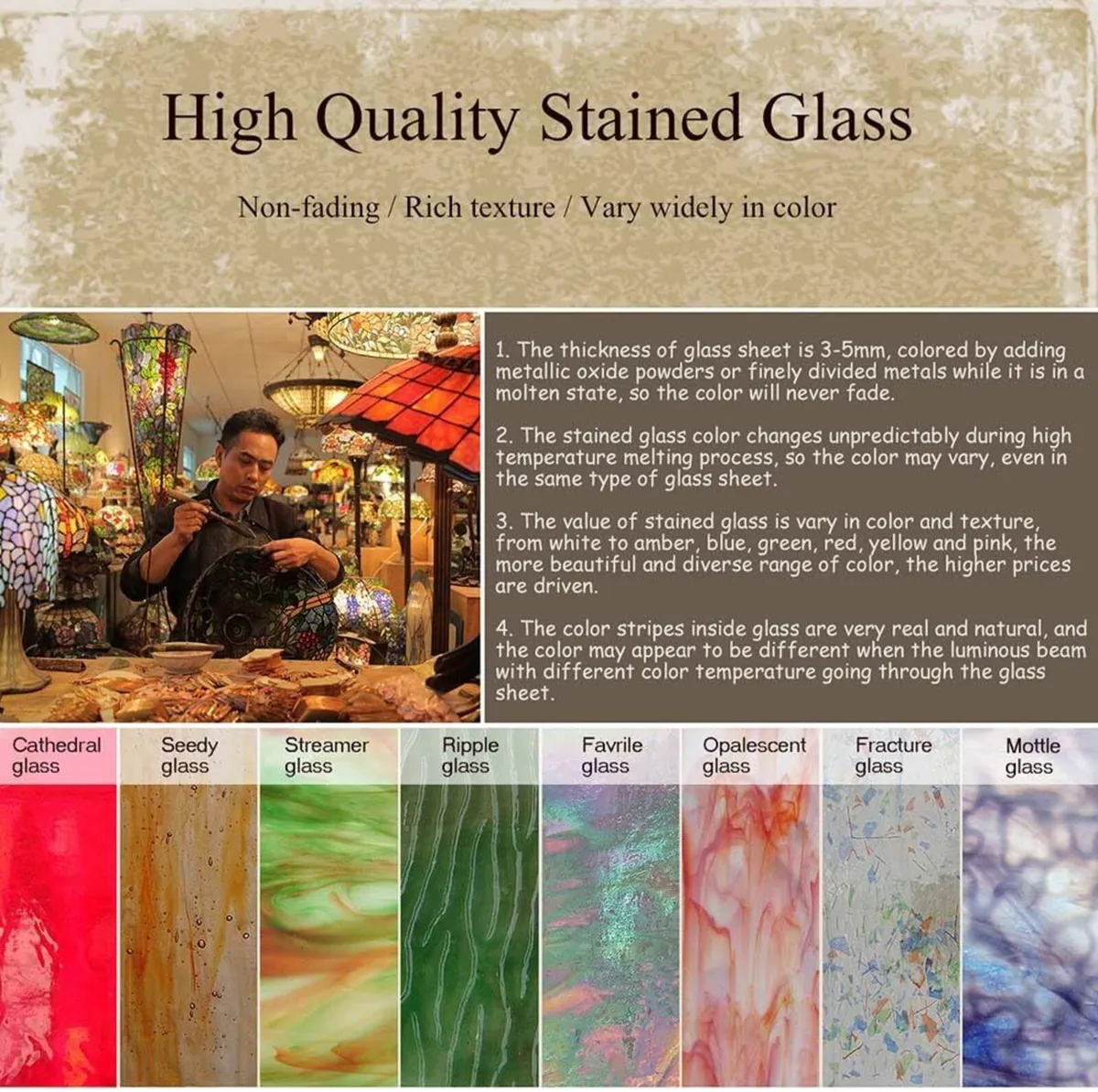 L30516 Baroque Tiffany Style Stained Glass Banker - Image 4