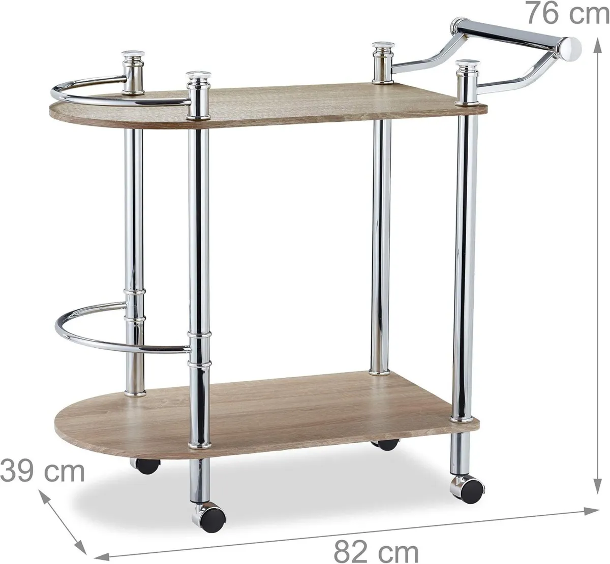 2-Tier Serving Cart Wood Look MDF and Steel - Image 3