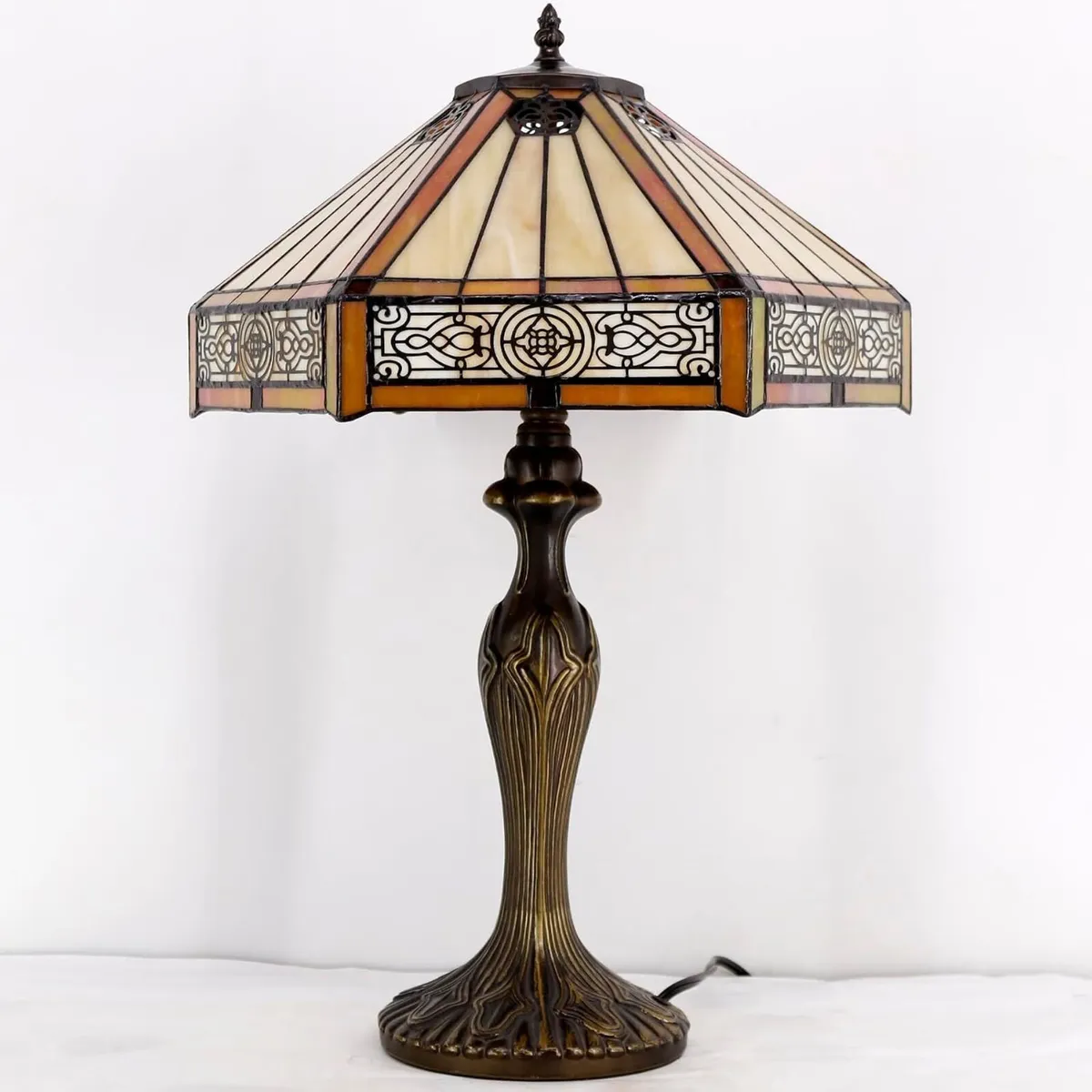 Tiffany Lamp Hexagon Stained Glass Mission Style - Image 3