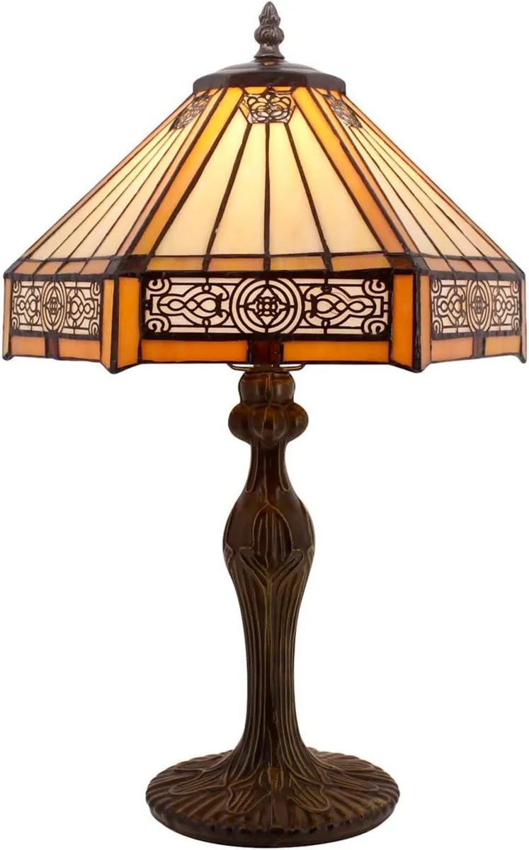 Tiffany Lamp Hexagon Stained Glass Mission Style - Image 1