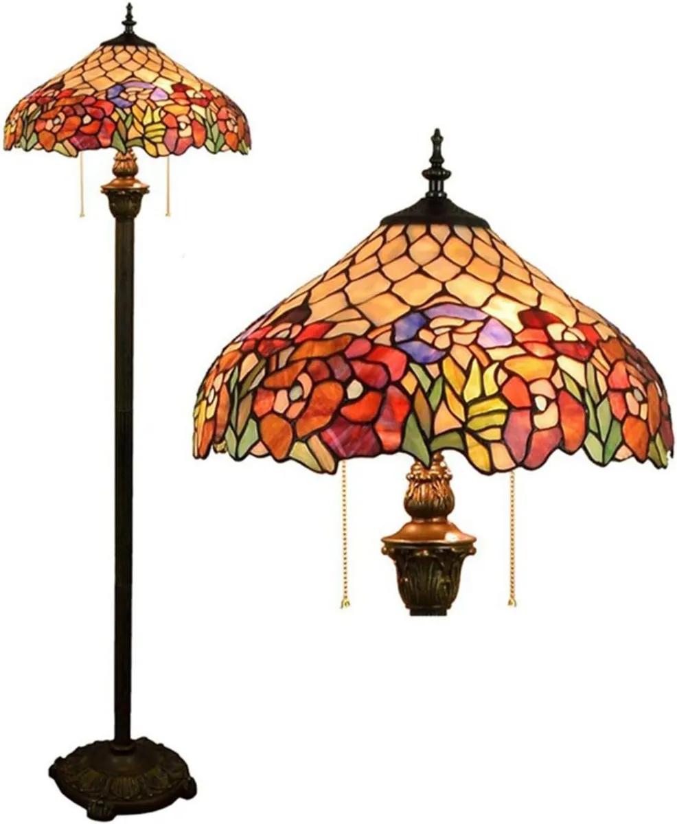 Tiffany-Style Roses Floor Lamp with 16" Shade - Image 1