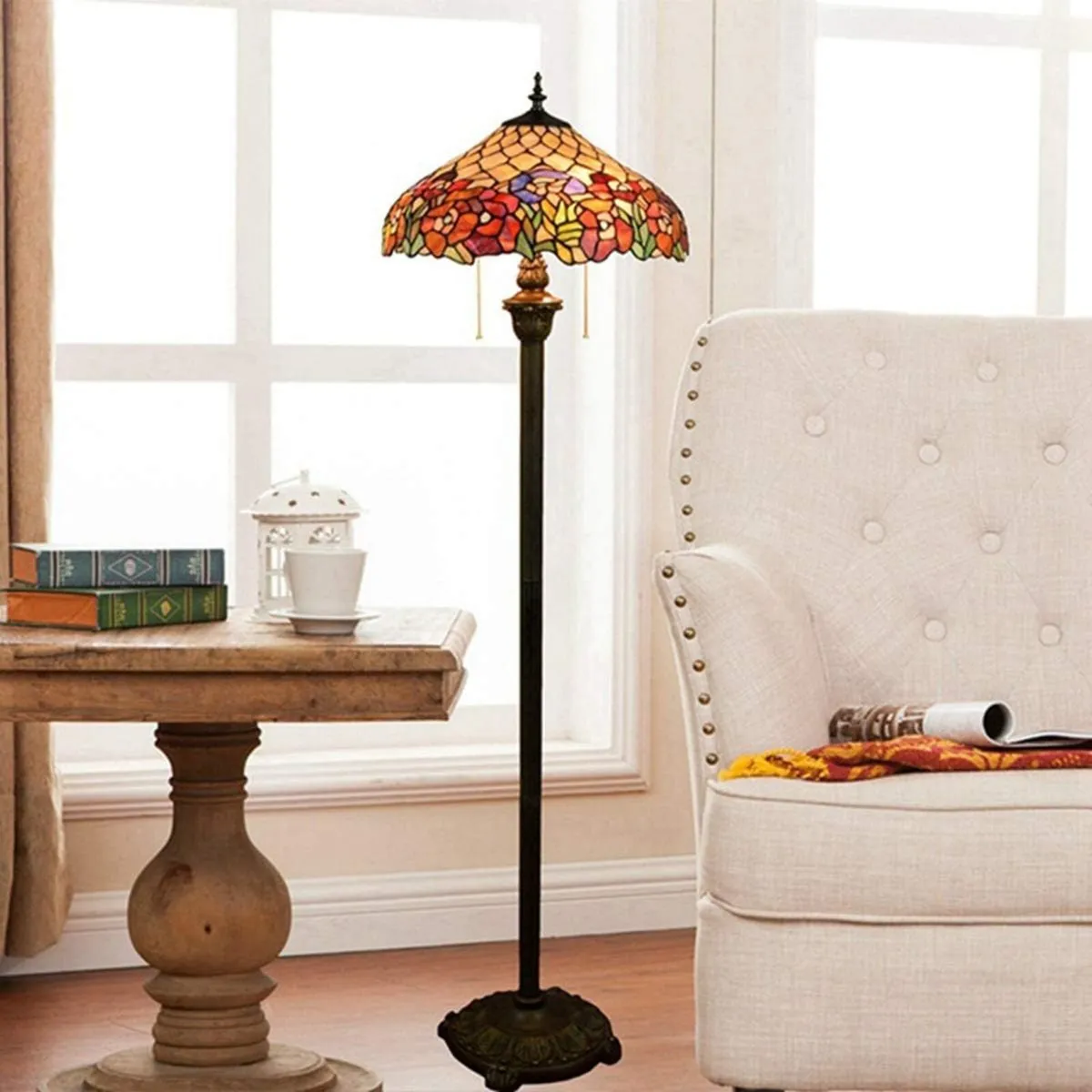 Tiffany-Style Roses Floor Lamp with 16" Shade - Image 2